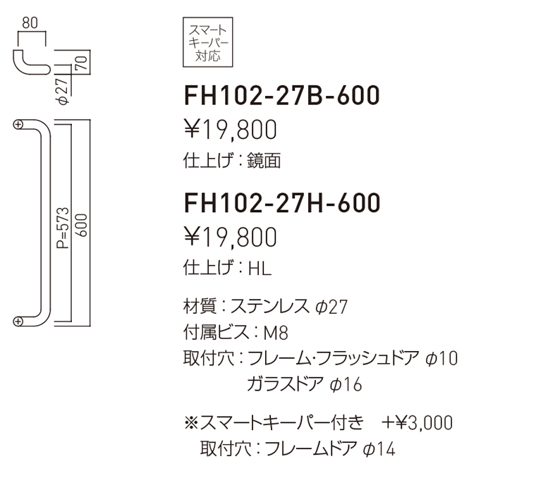Stainless Material（ステンレス） FH102 ドアハンドル | 神栄ホーム