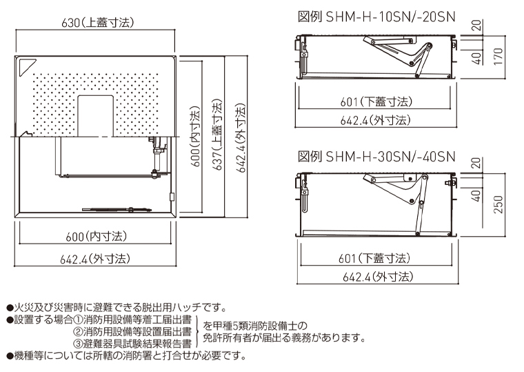 角型避難ハッチ（はしご内蔵型）SHM-H-10SN/-20SN/-30SN/-40SN | 神栄